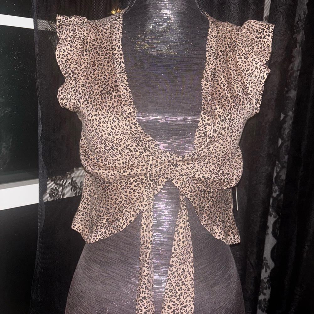 Leopard Print Tie-Front Top
